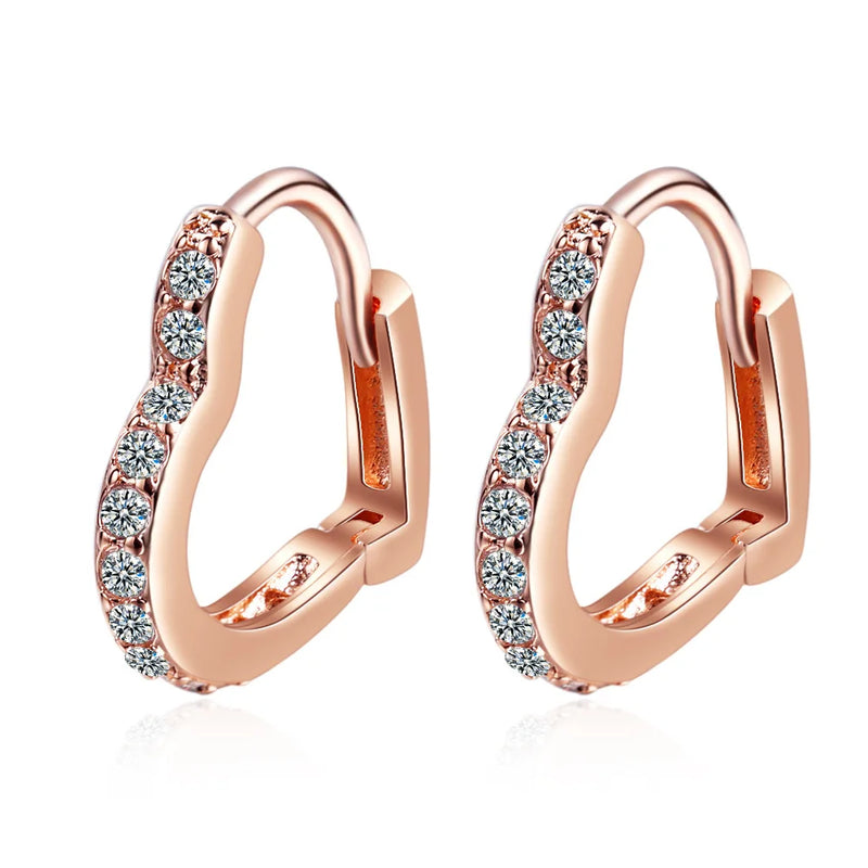 925 Silver Zirconia Heart Hoop Earrings For Girls