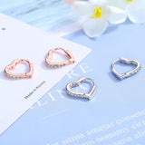 925 Silver Zirconia Heart Hoop Earrings For Girls