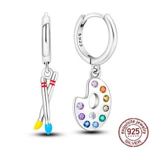 925 Silver Dream Catcher CZ Hoop Earrings Women's Jewelry
