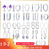 925 Silver Dream Catcher CZ Hoop Earrings Women's Jewelry