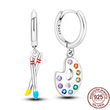 925 Silver Dream Catcher CZ Hoop Earrings Women's Jewelry