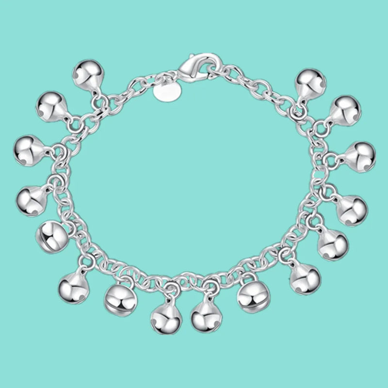925 Silver Bell Charm Bracelet Women Engagement Jewelry