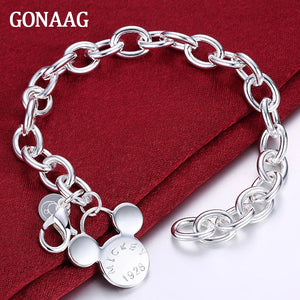 925 Silver Mickey Charm Bracelet for Women Girl