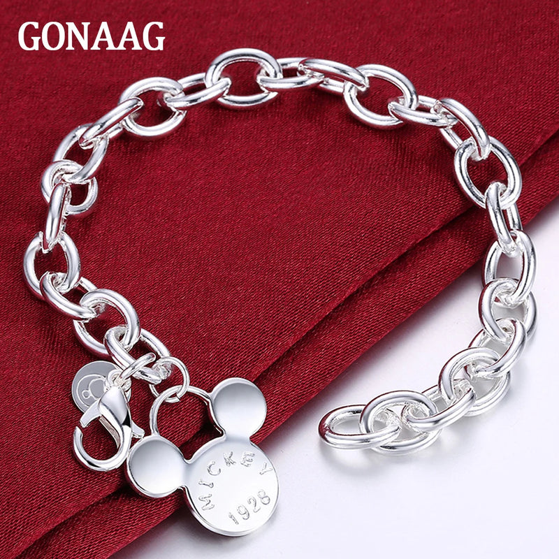 925 Silver Mickey Charm Bracelet for Women Girl
