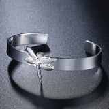925 Silver Dragonfly Cuff Bracelet Bangle Wedding Party Jewelry