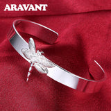 925 Silver Dragonfly Cuff Bracelet Bangle Wedding Party Jewelry