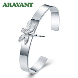 925 Silver Dragonfly Cuff Bracelet Bangle Wedding Party Jewelry