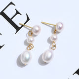 925 Silver Freshwater Pearl Drop Earrings For Women Wedding Jewelry