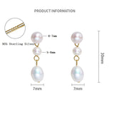925 Silver Freshwater Pearl Drop Earrings For Women Wedding Jewelry