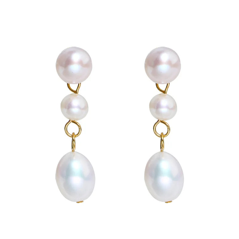 925 Silver Freshwater Pearl Drop Earrings For Women Wedding Jewelry
