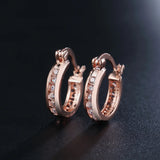 925 Silver Zircon Crystal Round Earrings Women Glamour Jewelry Gift