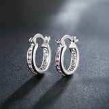 925 Silver Zircon Crystal Round Earrings Women Glamour Jewelry Gift