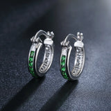 925 Silver Zircon Crystal Round Earrings Women Glamour Jewelry Gift