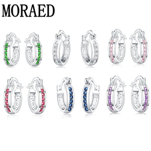 925 Silver Zircon Crystal Round Earrings Women Glamour Jewelry Gift