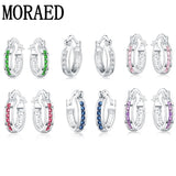 925 Silver Zircon Crystal Round Earrings Women Glamour Jewelry Gift