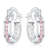 925 Silver Zircon Crystal Round Earrings Women Glamour Jewelry Gift