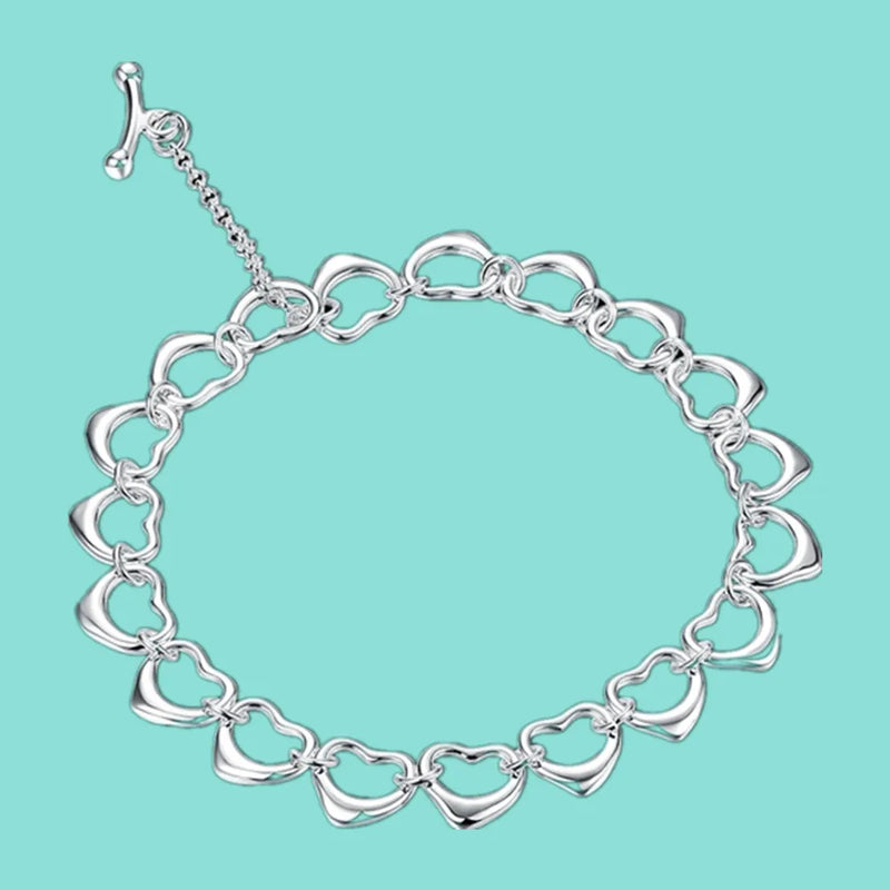925 Silver Heart Bracelet For Women Chain Bracelets