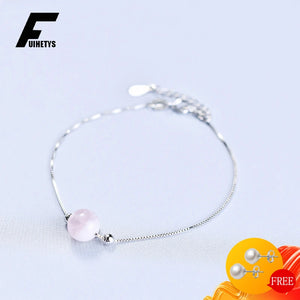 925 Silver Bracelet with Created Crystal Gemstone for Party