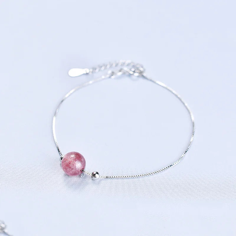 925 Silver Bracelet with Created Crystal Gemstone for Party