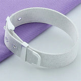 925 Silver Mesh Strap Bracelet for Women Wedding Party Gift