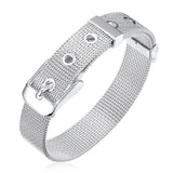 925 Silver Mesh Strap Bracelet for Women Wedding Party Gift