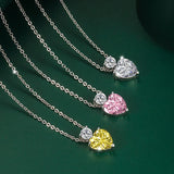 925 Silver Heart Shape Pendant Necklace with Zircon Gemstone