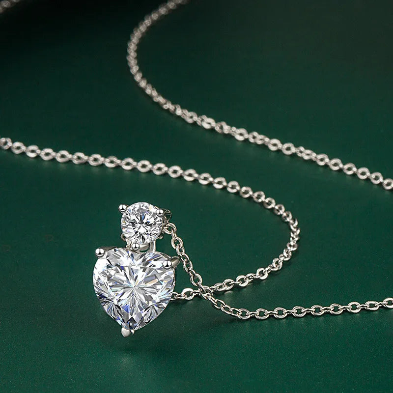 925 Silver Heart Shape Pendant Necklace with Zircon Gemstone