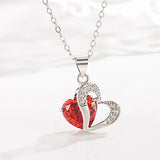 925 Silver Heart Pendant Necklace with Zircon Gemstone