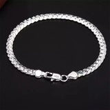 925 Silver Necklace 5mm Full Sideways Chain Bracelet For Women Man Jewelry