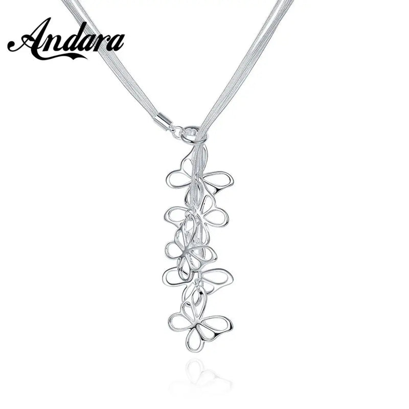 925 Silver Butterfly Pendant Necklace Glamour Jewelry
