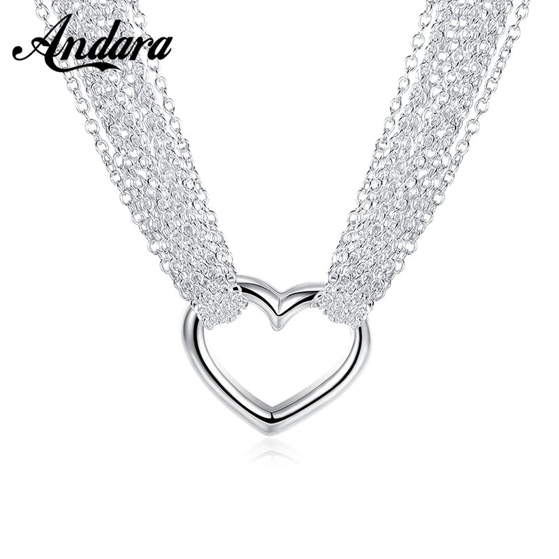 925 Silver Necklace Flow Comb Love O-shaped Chain for Women Jewelry