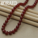 925 Silver Necklace Red Agate Pearl Necklace For Women Wedding Engagement