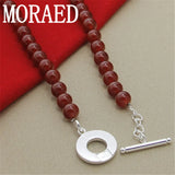 925 Silver Necklace Red Agate Pearl Necklace For Women Wedding Engagement