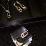 925 Silver Needle Earrings Ring Bracelet Necklace Set for Women