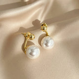 925 Silver Needle Pearl Stud Earrings for Women