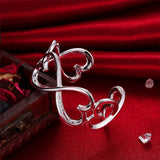 925 Silver Heart Bangle Bracelet - Women's Jewelry Gift