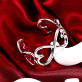 925 Silver Heart Bangle Bracelet - Women's Jewelry Gift