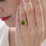 925 Silver Green Spinel Engagement Ring for Women