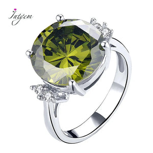 925 Silver Green Spinel Engagement Ring for Women
