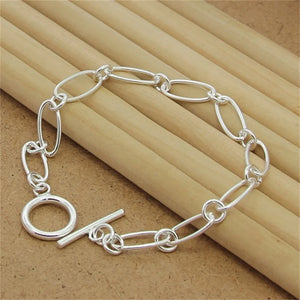 925 Silver Round Geometric Bracelet Charm for Women