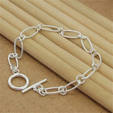 925 Silver Round Geometric Bracelet Charm for Women
