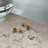 925 Silver Sterling 18K Round Bead Earrings For Women