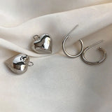 925 Silver Sterling Heart & Circle Stud Earrings For Women