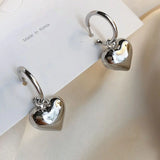925 Silver Sterling Heart & Circle Stud Earrings For Women