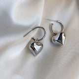 925 Silver Sterling Heart & Circle Stud Earrings For Women
