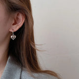 925 Silver Sterling Heart & Circle Stud Earrings For Women