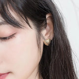925 Silver Heart Shape Stud Earrings Mesh Design