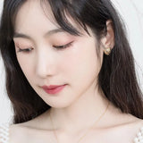 925 Silver Heart Shape Stud Earrings Mesh Design