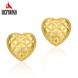 925 Silver Heart Shape Stud Earrings Mesh Design