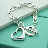 925 Silver Heart Pendant Bracelet for Men & Women